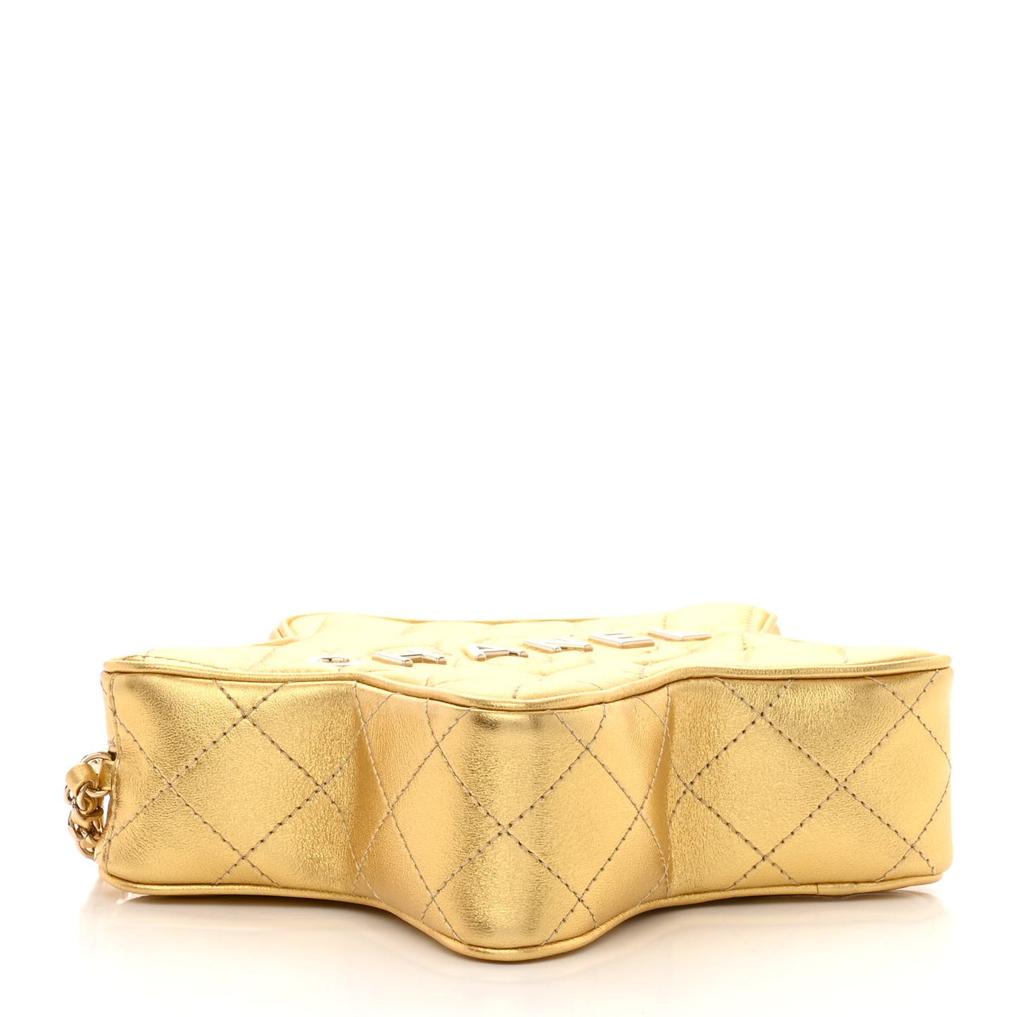 Metallic Lambskin Quilted Walk Of Fame Star Bag Gold