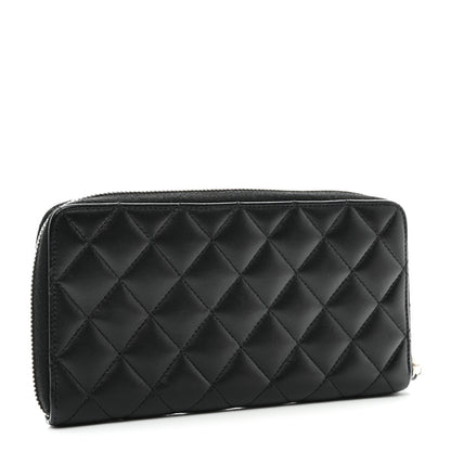 Chanel Lambskin Quilted Large Gusset Zip Around Wallet Black 3 of 11