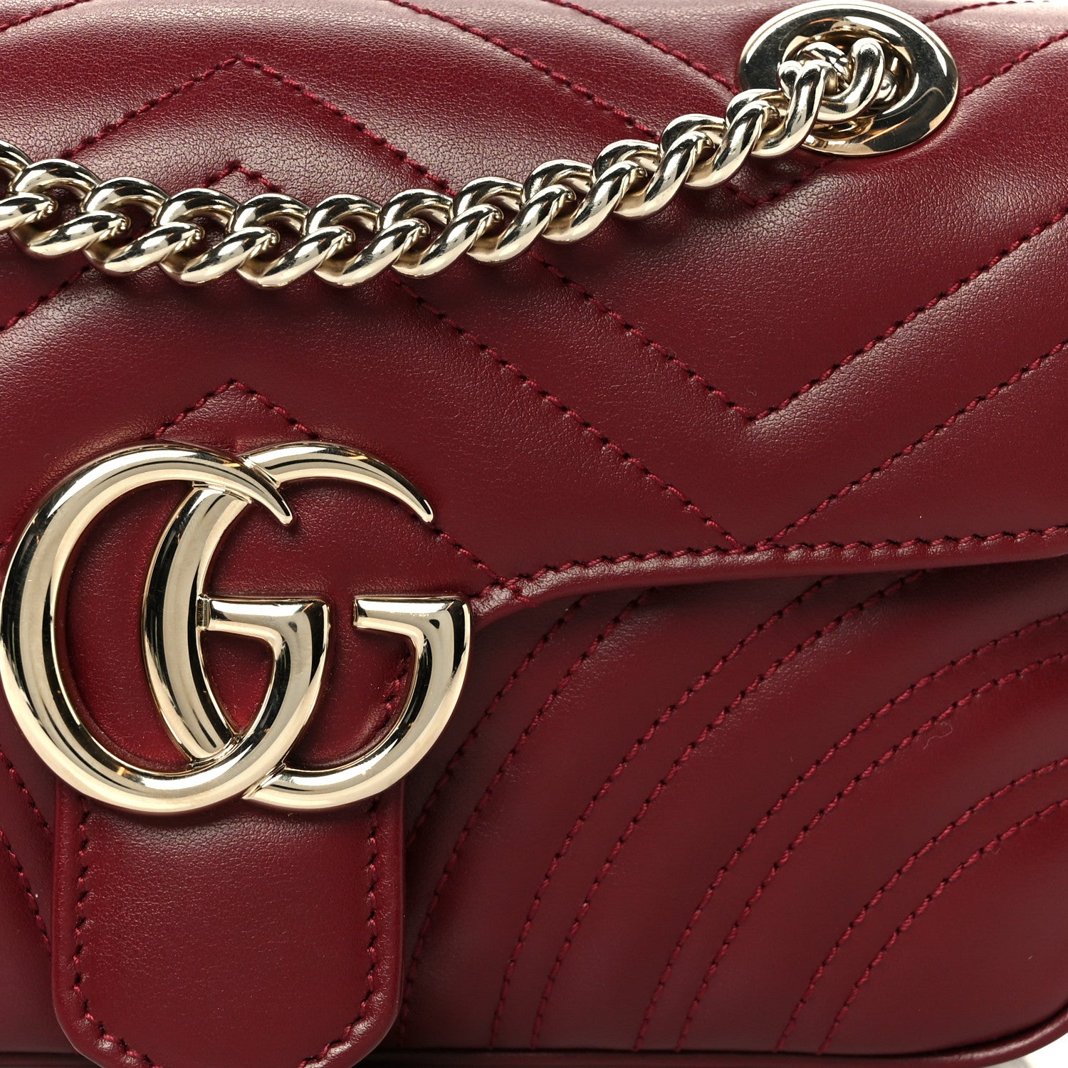 Gucci Calfskin Matelasse Mini GG Marmont Shoulder Bag Rosso Ancora 9 of 11