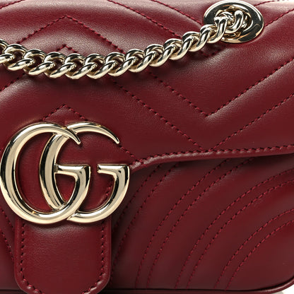 Gucci Calfskin Matelasse Mini GG Marmont Shoulder Bag Rosso Ancora 9 of 11