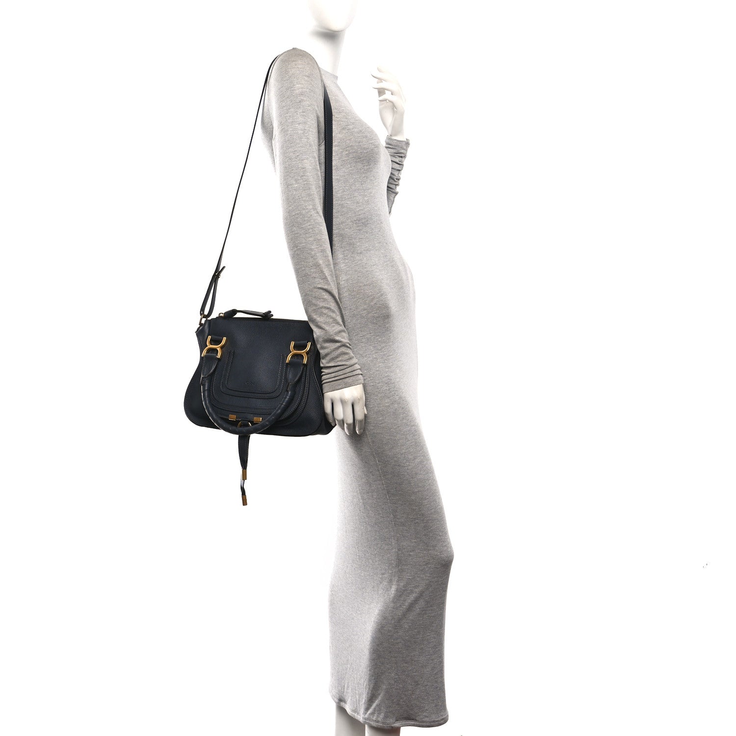 Chloe Calfskin Small Marcie Satchel Navy Ink 2 of 10