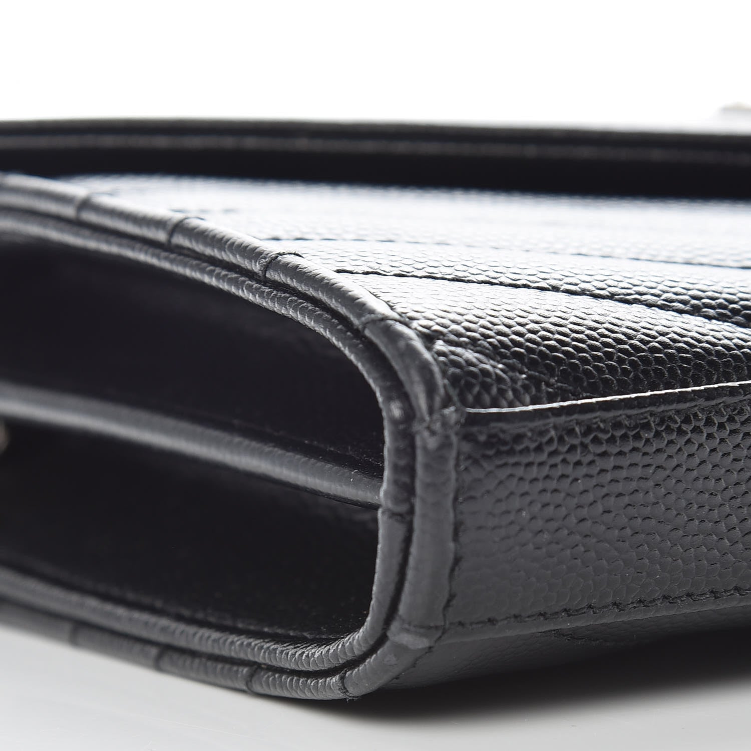 Saint Laurent Grain De Poudre Matelasse Chevron Monogram Chain Wallet Black 9 of 10