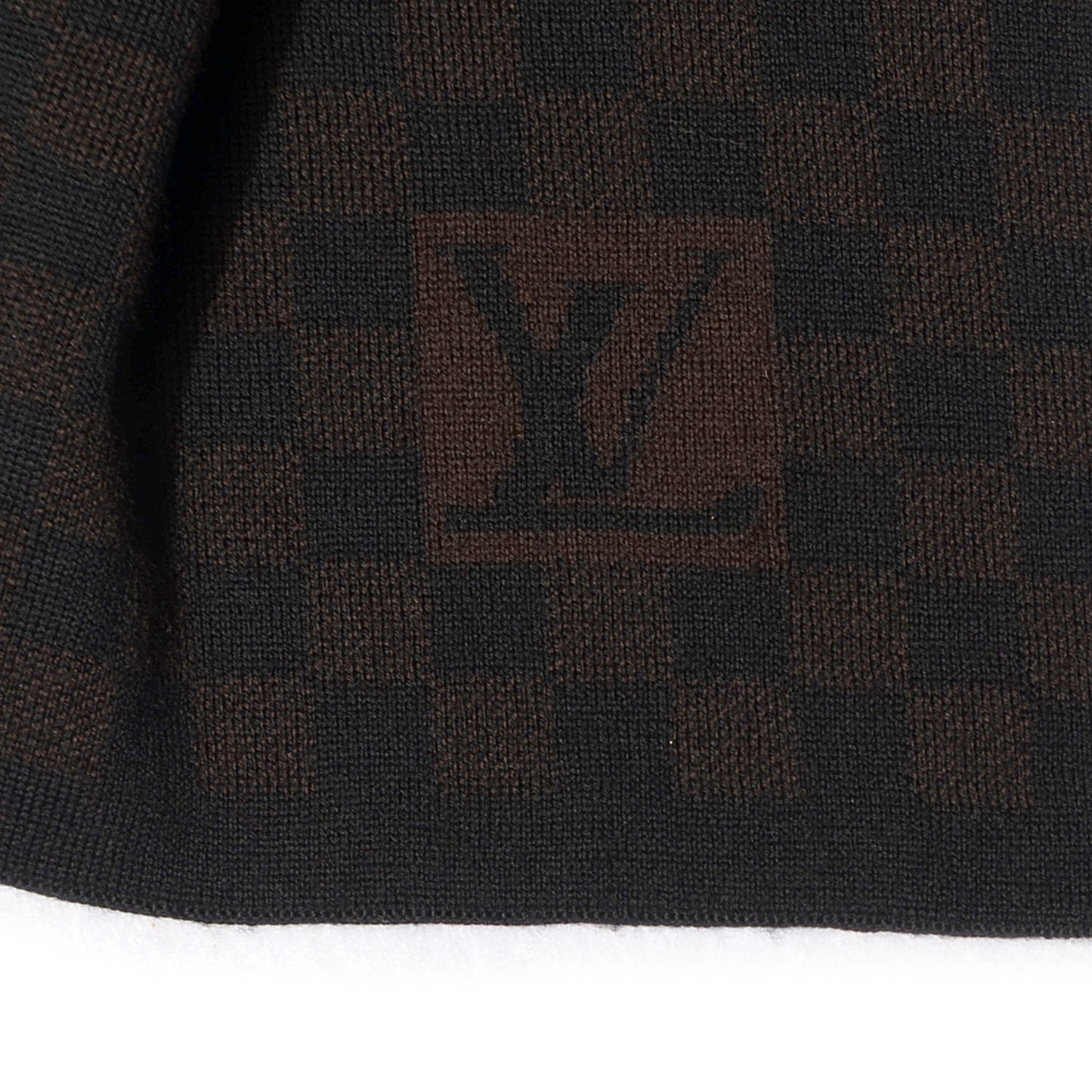 Wool Petit Damier Ebene Scarf Brown