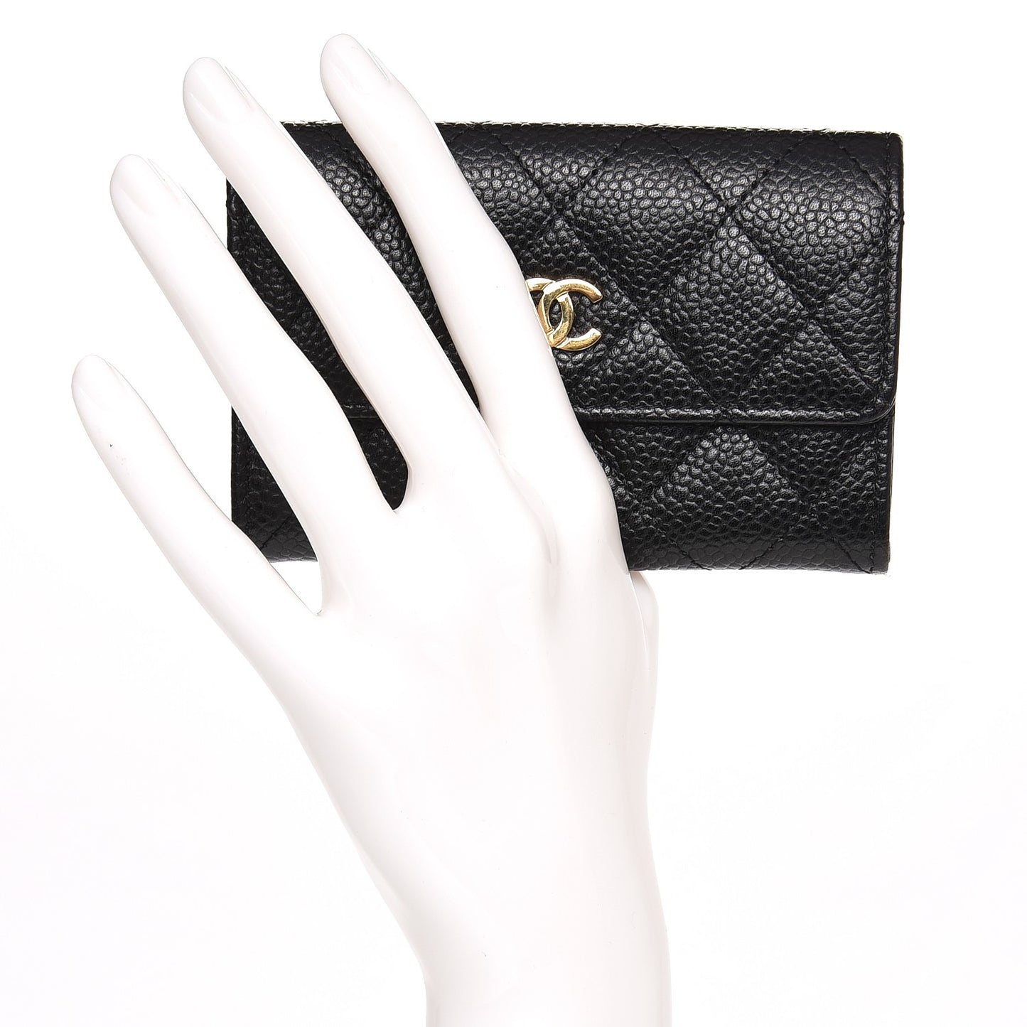Caviar Quilted Flap Card Holder Black