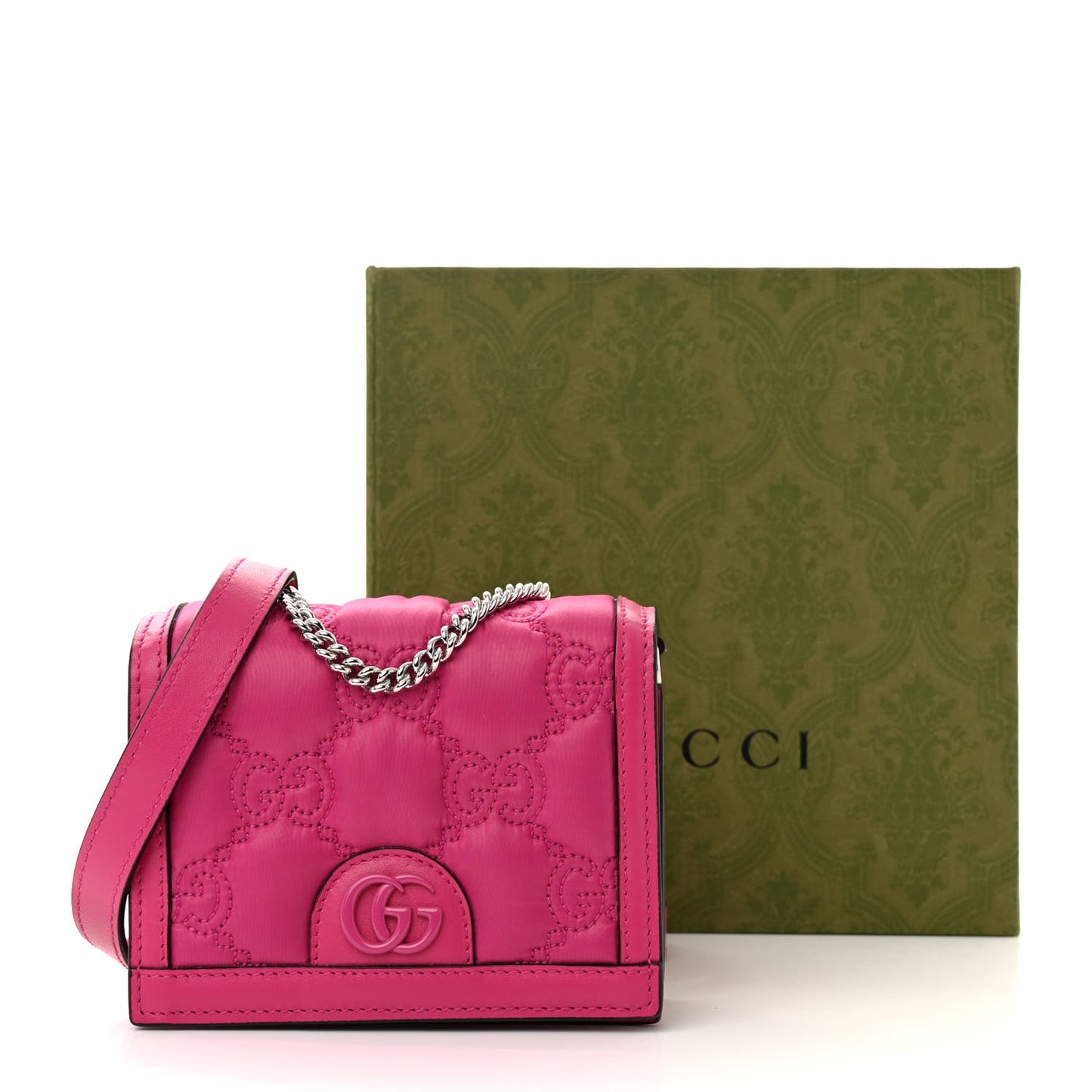 Nylon Calfskin Enamel GG Matelasse Mini Chain Bag Lovely