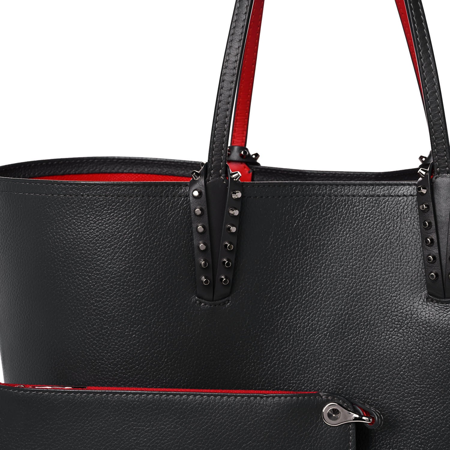 Christian Louboutin Calfskin Spikes East West Cabata Tote Charbon 6 of 13