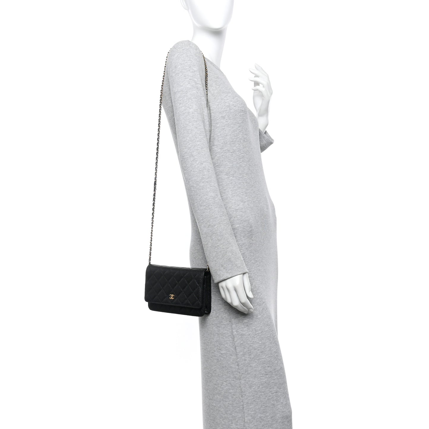 Caviar Quilted Wallet On Chain WOC Black