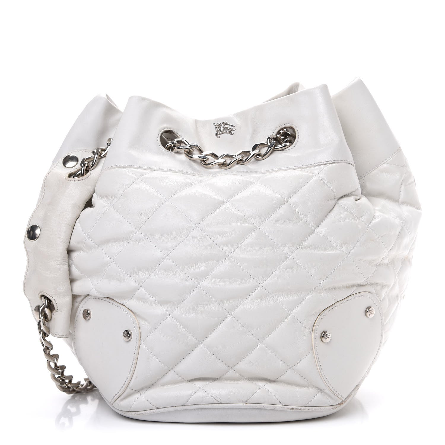 Burberry Calfskin Quilted Bucket Shoulder Bag White 1 of 18