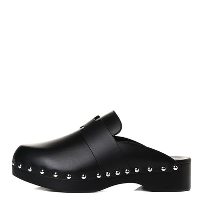 Hermes Calfskin Calya Mules 39 Black 1 of 12
