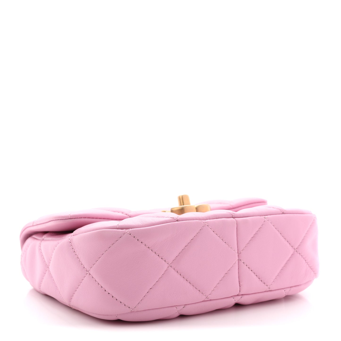 Lambskin Quilted Mini Lacquered Chain Flap Pink