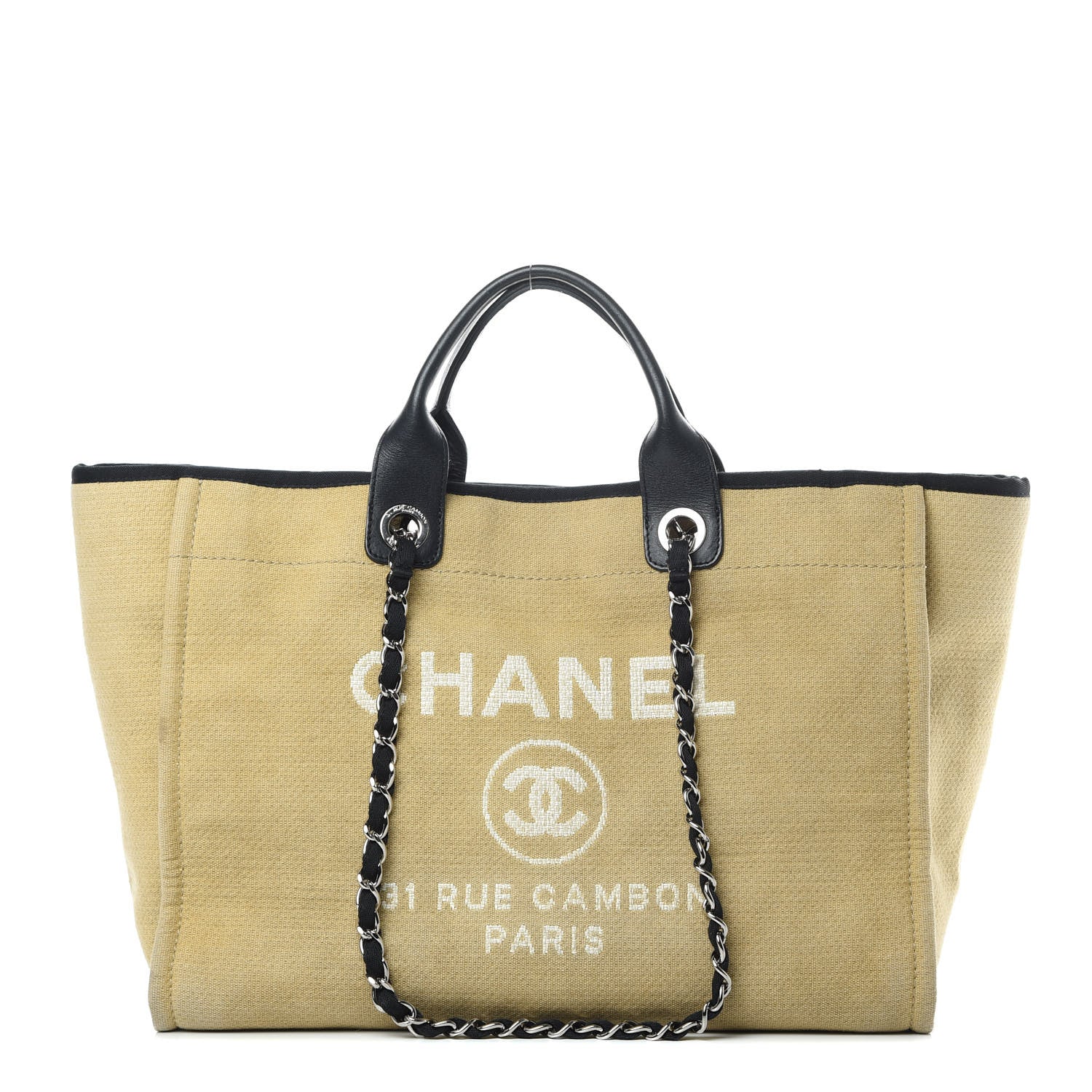 Chanel Canvas Medium Deauville Tote Beige Black 1 of 15
