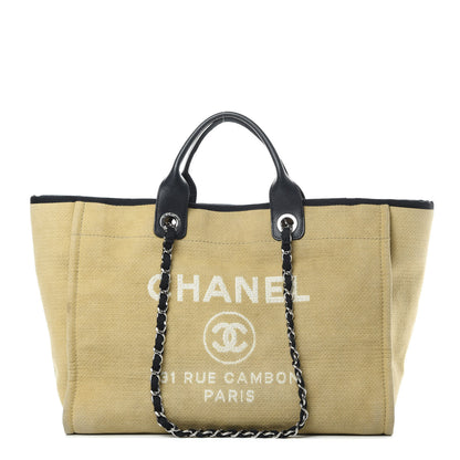 Chanel Canvas Medium Deauville Tote Beige Black 1 of 15