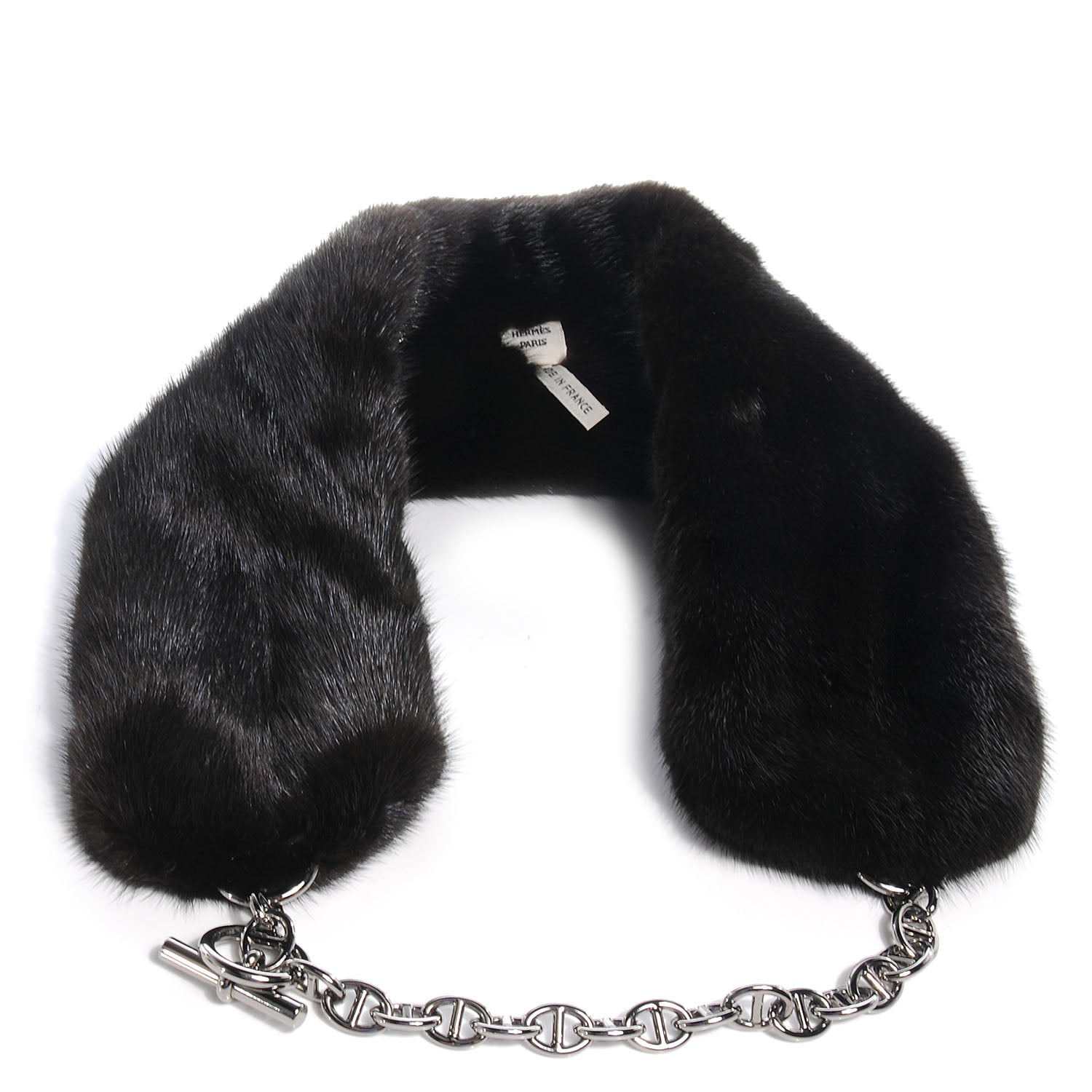 Hermes Mink Chaine D'Ancre Collar Scarf Black 1 of 7