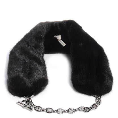 Hermes Mink Chaine D'Ancre Collar Scarf Black 1 of 7