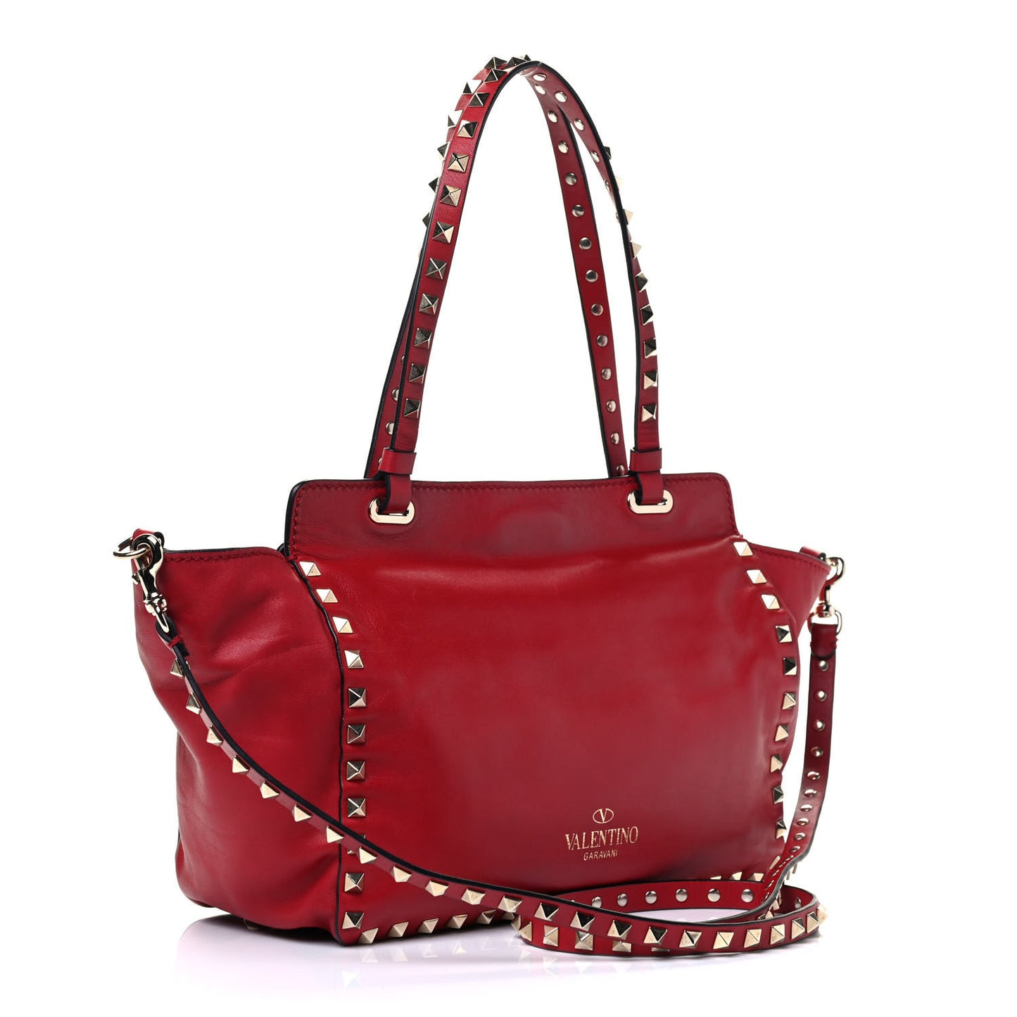Vitello Small Rockstud Tote Rosso Valentino