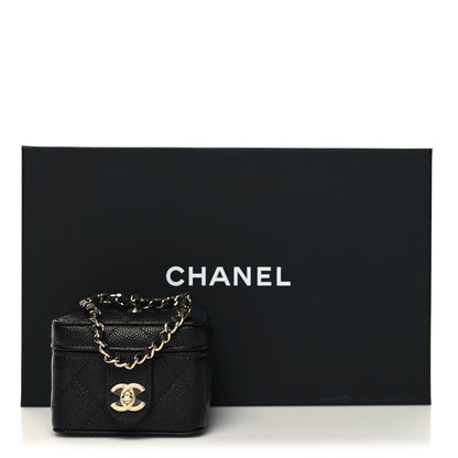 Chanel Caviar Quilted Mini Vanity Wrist Case With Chain Black 12 of 12