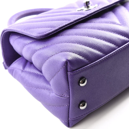 Chanel Caviar Chevron Quilted Mini Coco Handle Flap Purple 5 of 11