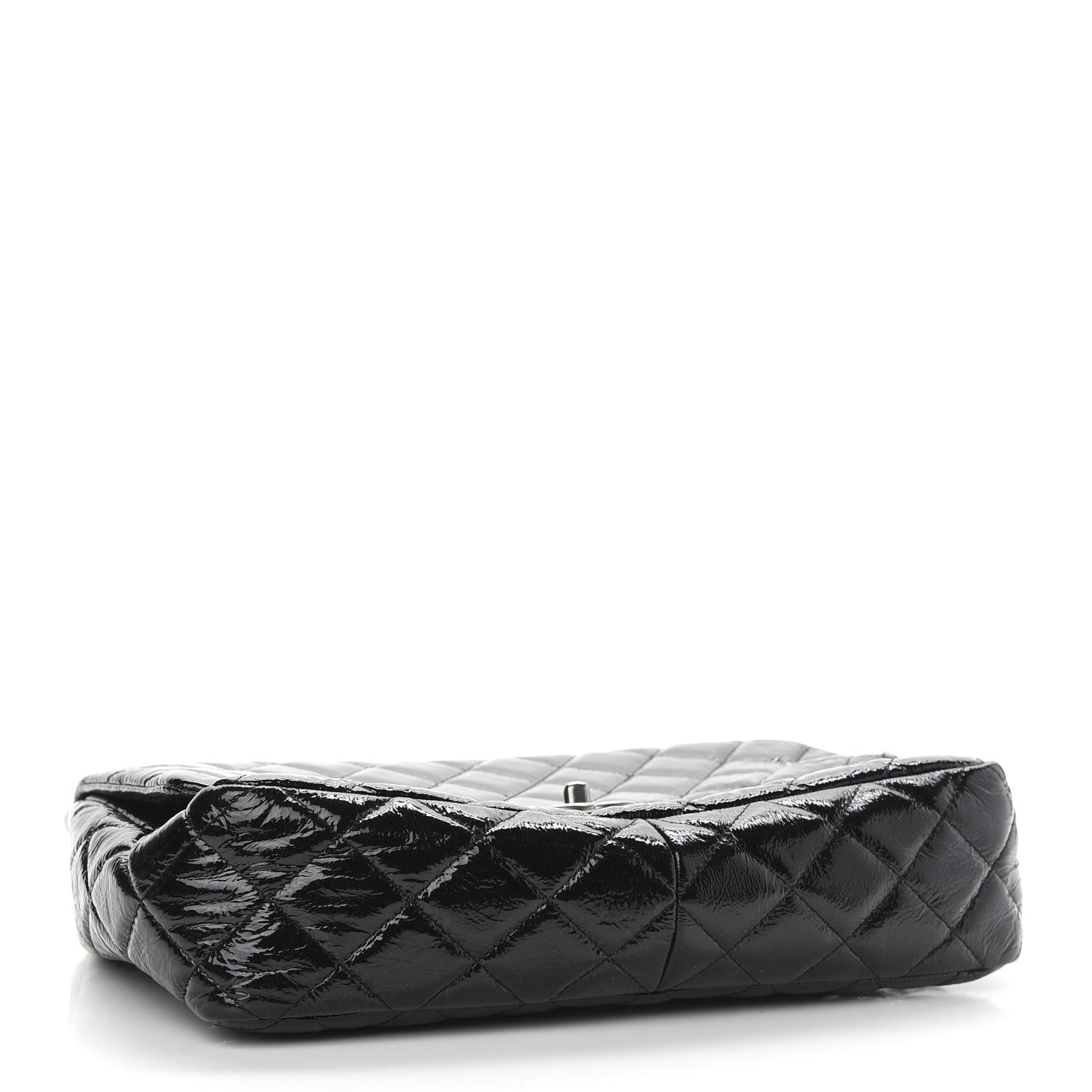 Chanel Crinkled Patent Quilted Jumbo Single Flap Black 4 of 9