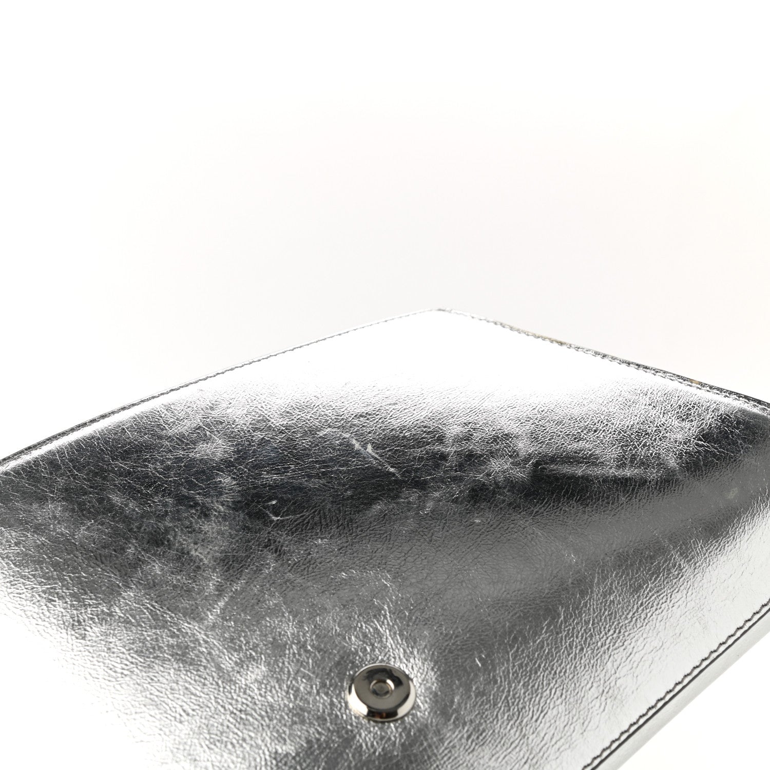 Saint Laurent Metallic Calfskin Monogram Large Belle De Jour Clutch Silver 9 of 10