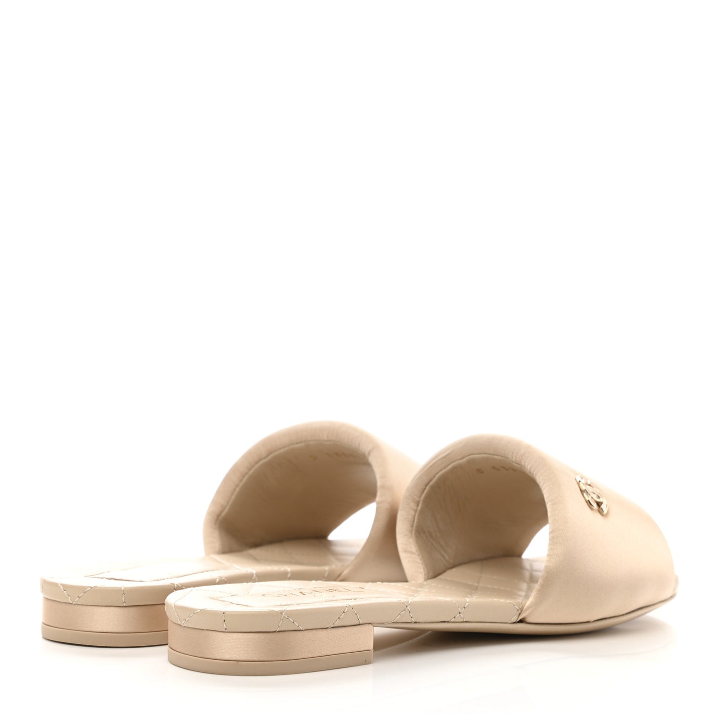 Satin Mule Sandals 37 Beige