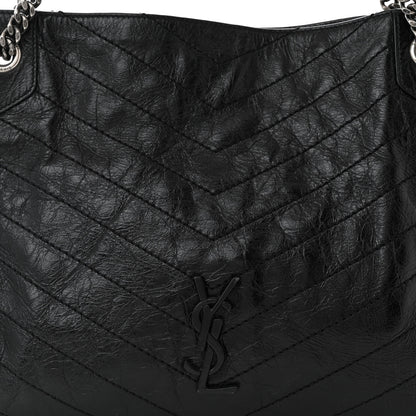 Saint Laurent Crinkled Calfskin Matelasse Monogram Medium Niki Shopper Tote Black 8 of 10