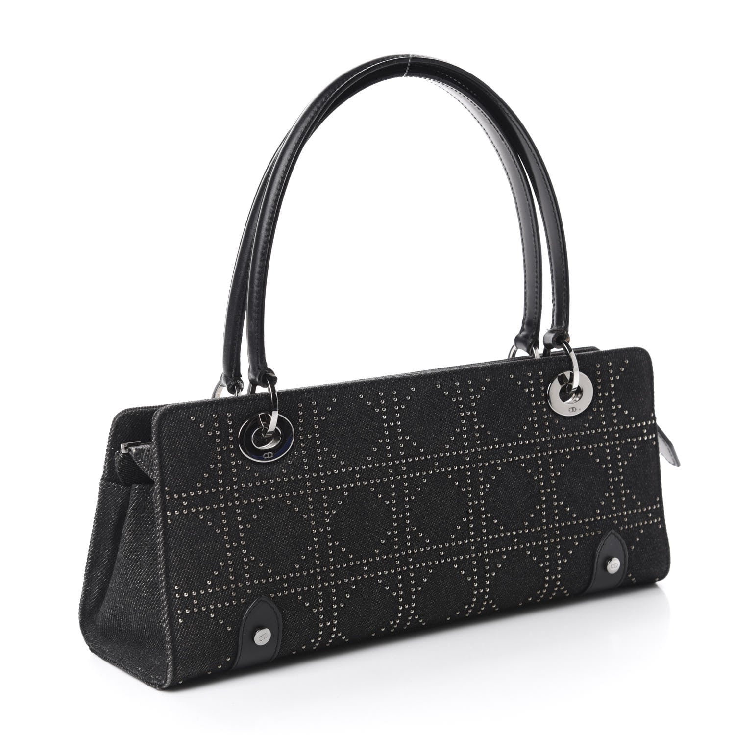 Christian Dior Denim Cannage Studded East West Lady Dior Black 3 of 10