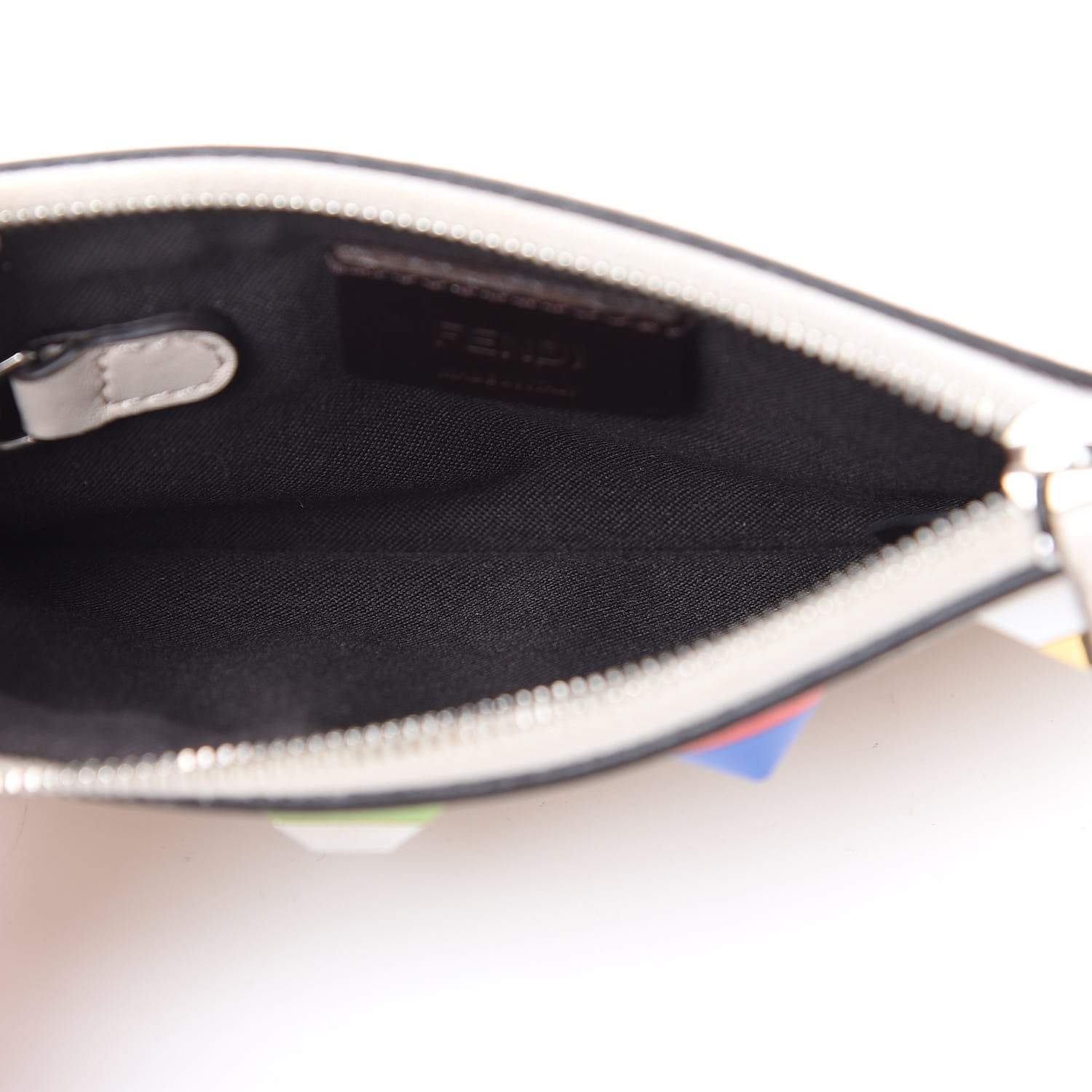 Fendi Vitello Dolce Studded Large Coin Pouch Key Case Camelia Multicolor 4 of 6