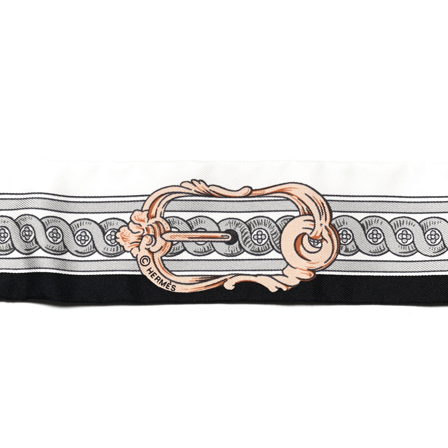 Hermes Silk Bride De Cour Twilly Black White Or Rose 3 of 4