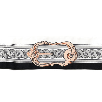 Hermes Silk Bride De Cour Twilly Black White Or Rose 3 of 4