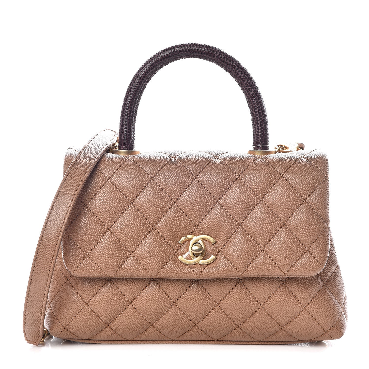 Chanel Caviar Lizard Quilted Mini Coco Handle Flap Beige 1 of 9