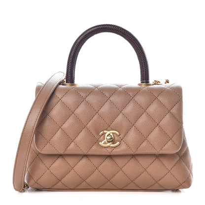 Chanel Caviar Lizard Quilted Mini Coco Handle Flap Beige 1 of 9