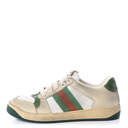 Gucci Nubuck Web Womens Screener Sneakers 37 Dusty Milk New Mystic White Vintage Green 1 of 9