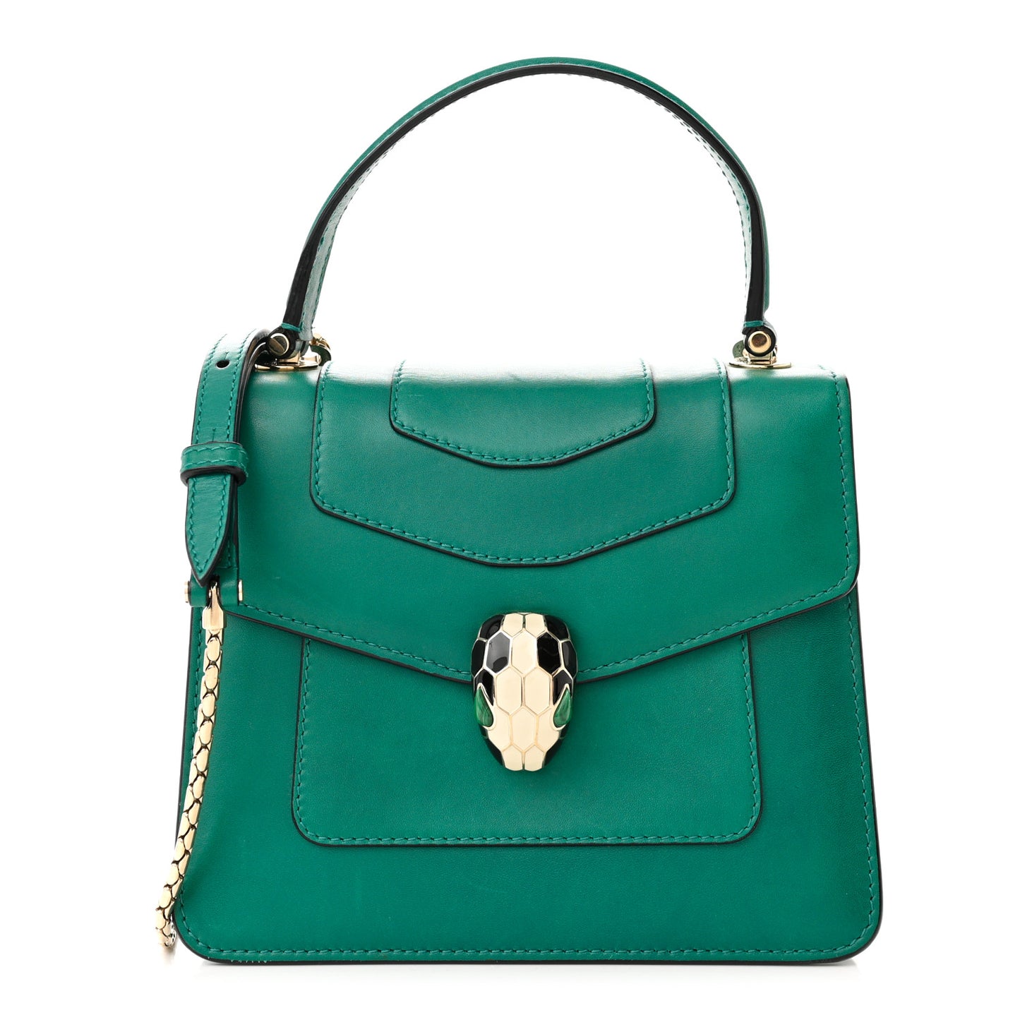 Calfskin Serpenti Forever Top Handle Emerald Green