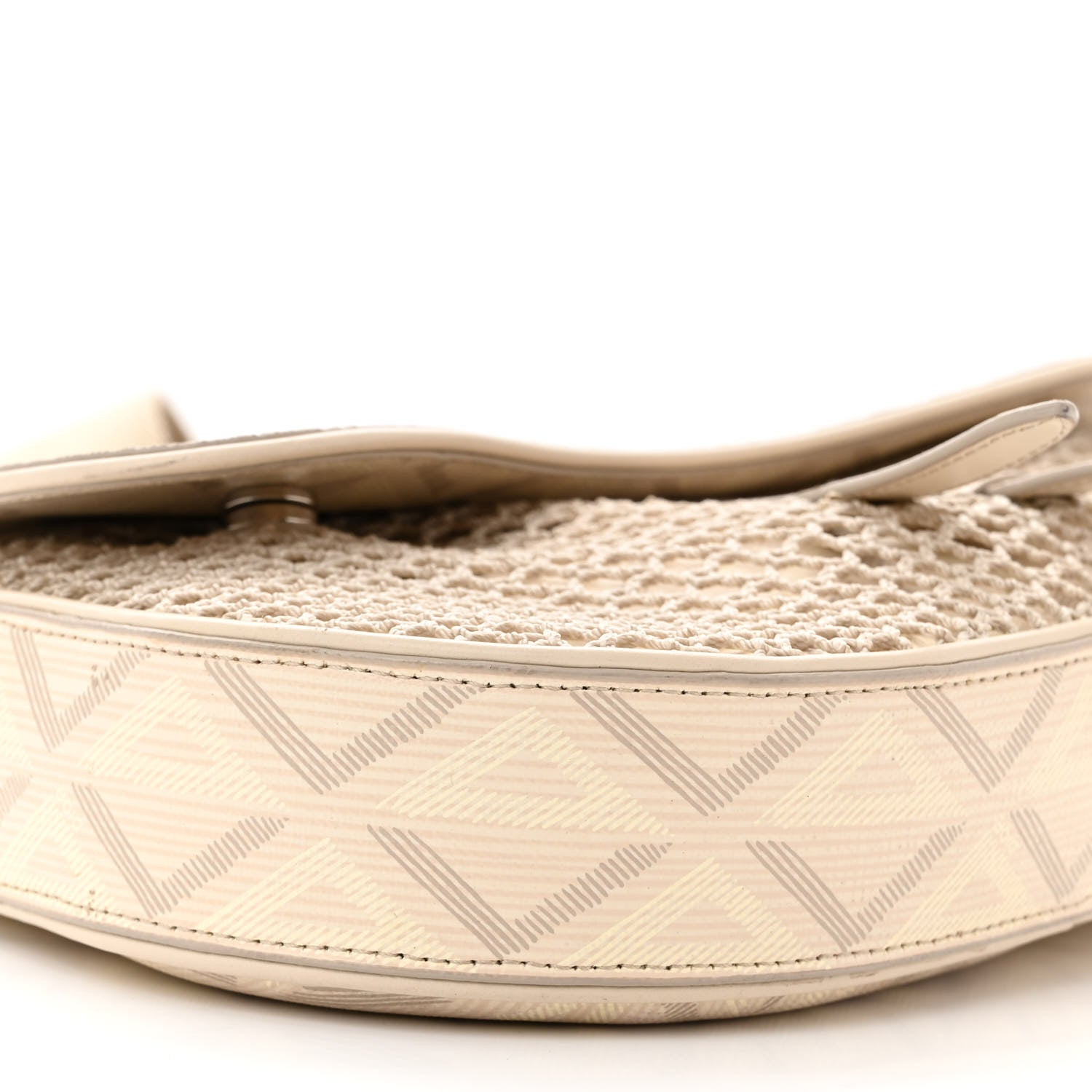 Christian Dior Coated Canvas Calfskin CD Diamond Nautic Mens Saddle Bag Ivory 9 of 10