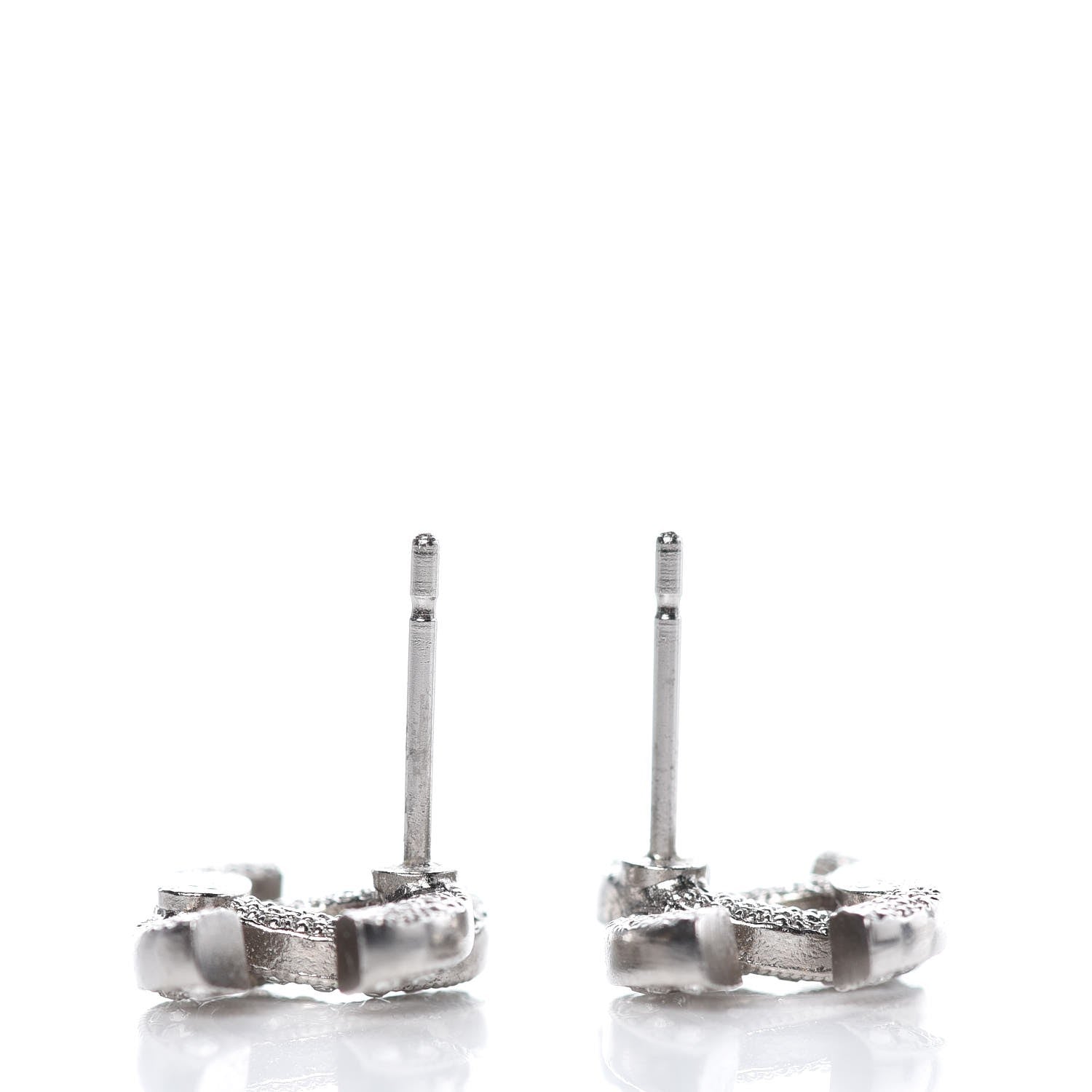 Chanel Crystal Timeless CC Earrings Silver 4 of 5