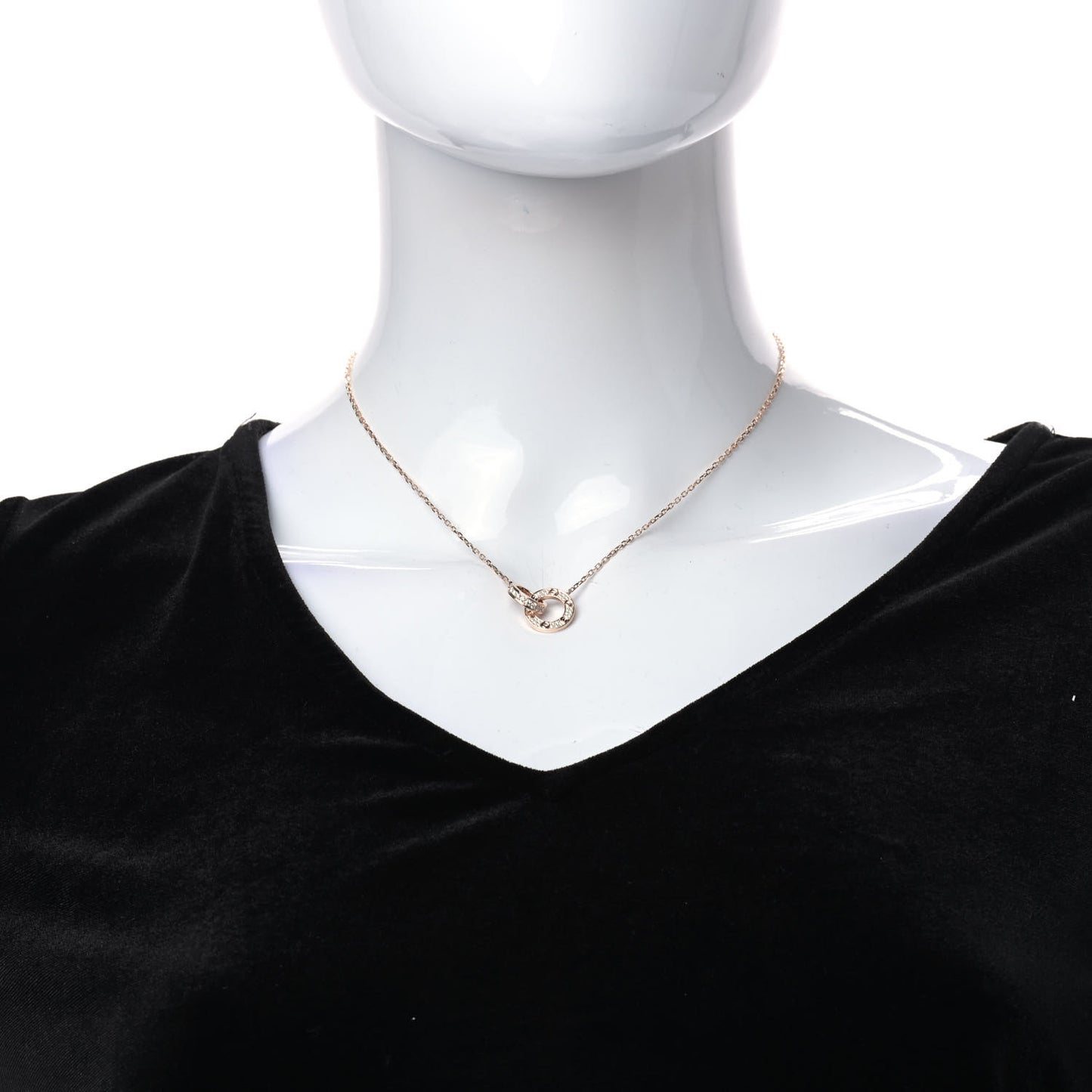 18K Pink Gold Diamond Interlocking LOVE Paved Necklace