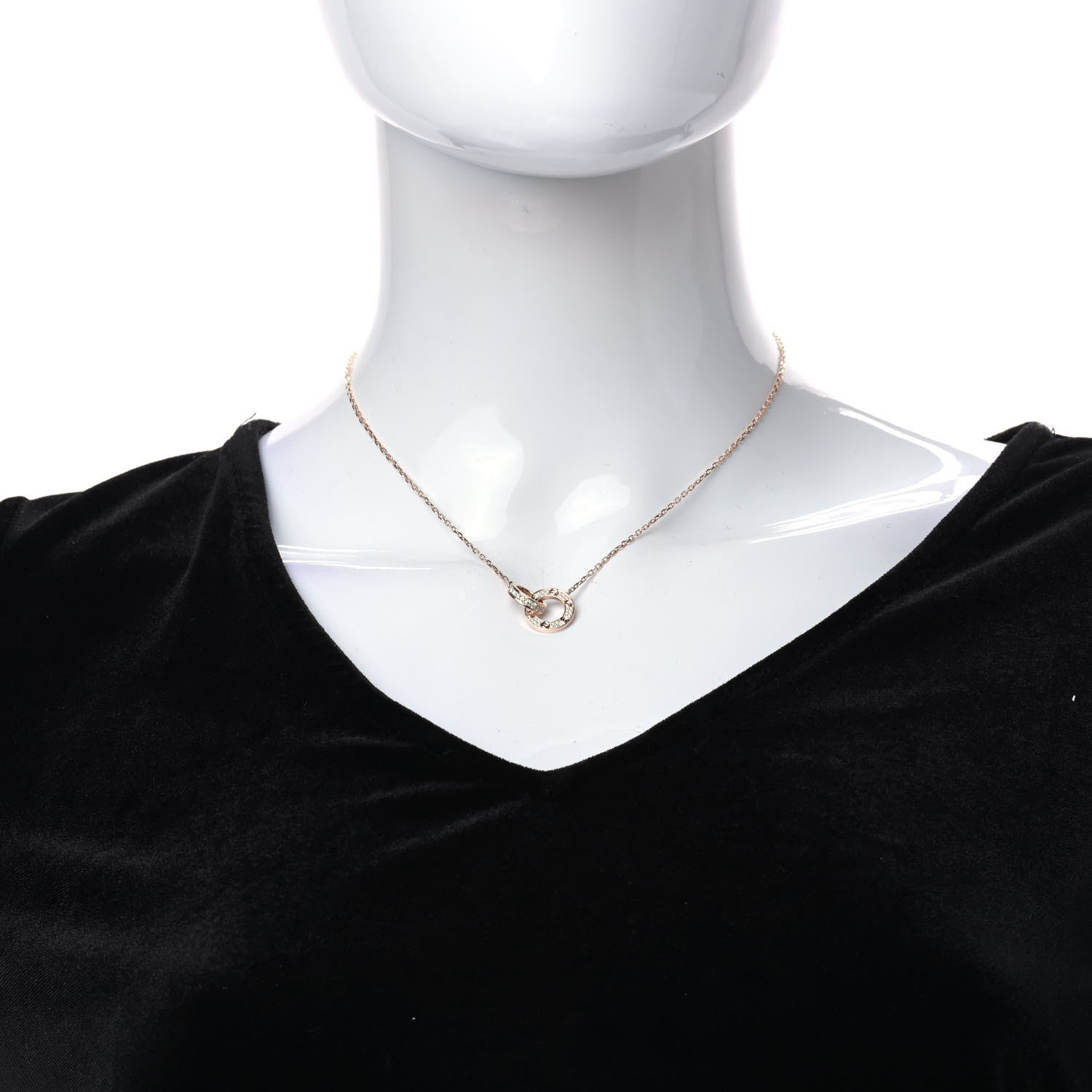 Cartier 18K Pink Gold Diamond Interlocking LOVE Paved Necklace 2 of 6