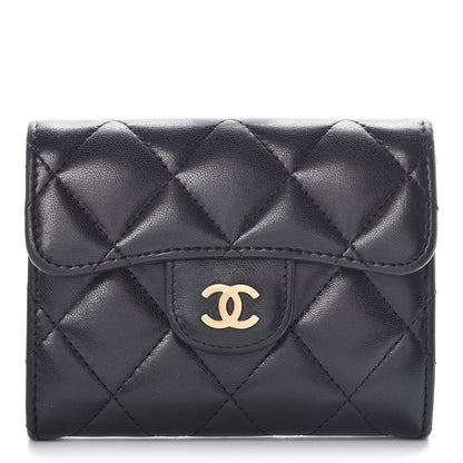 Chanel Lambskin Quilted Flap Card Holder Wallet Black 1 of 9