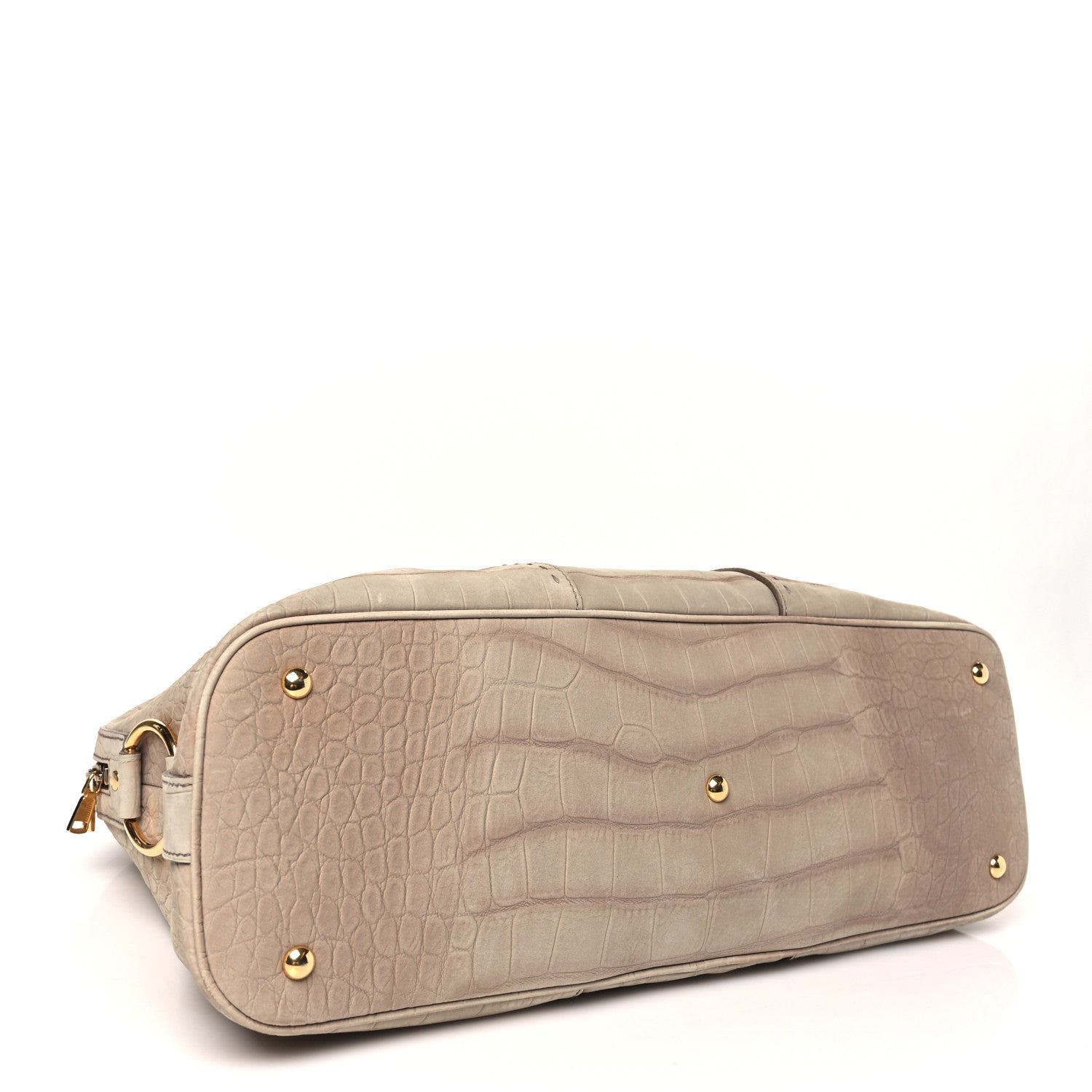 Saint Laurent Nubuck Crocodile Embossed Oversized Muse Beige 4 of 10