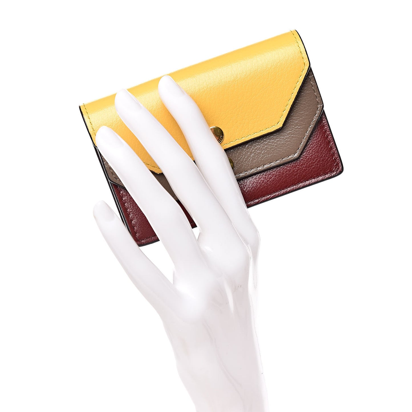 Smooth Calfskin Multiflap Card Case Wallet Sunflower Clay Crimson