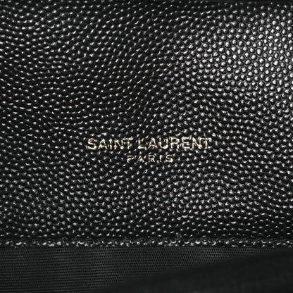 Saint Laurent Grain De Poudre Matelasse Chevron Monogram Chain Wallet Black 5 of 9