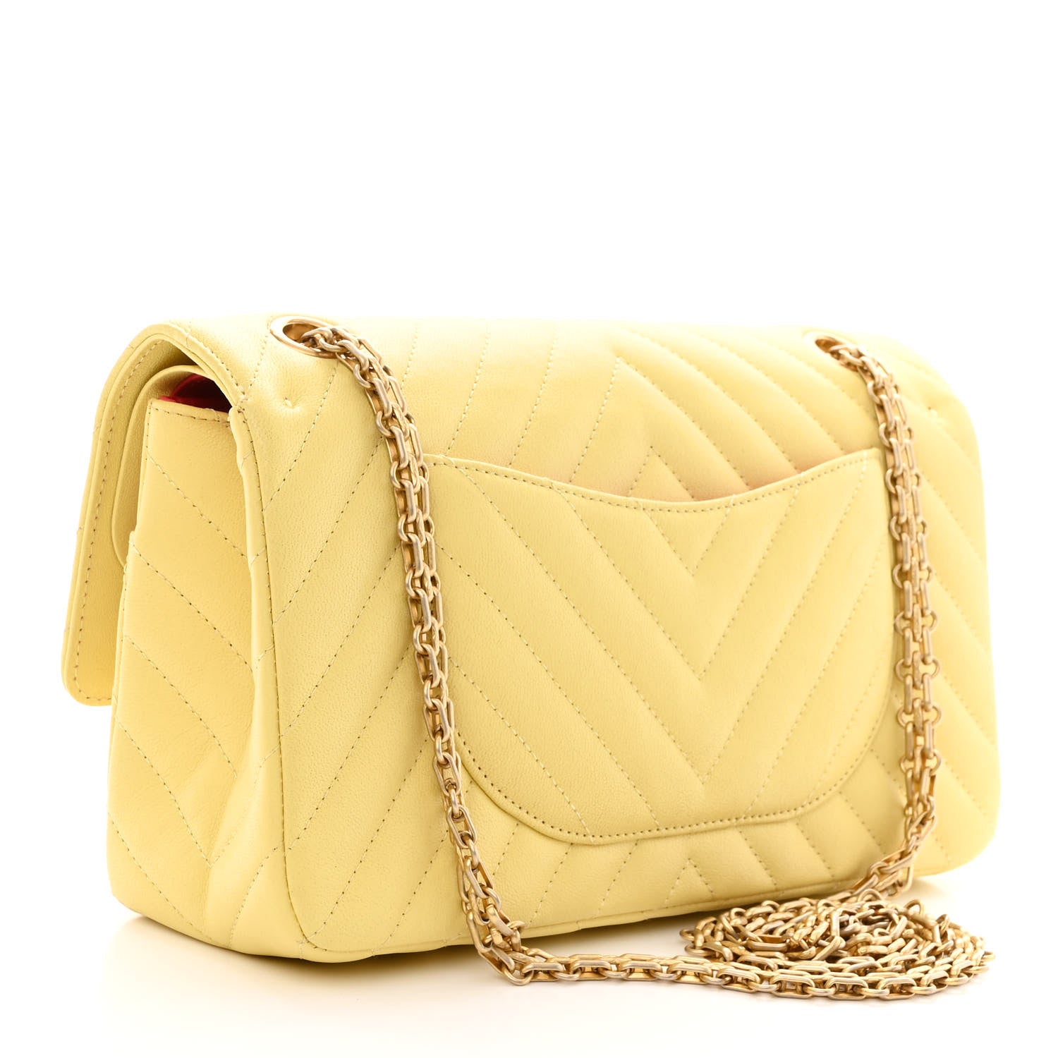 Chanel Sheepskin Chevron Quilted 2.55 Reissue 225 Flap Yellow 3 of 11