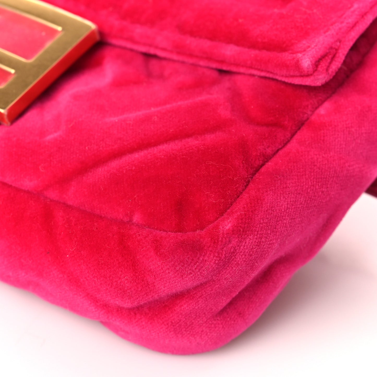 Velvet FF Embossed Hip Belt Baguette Bag Fuxia