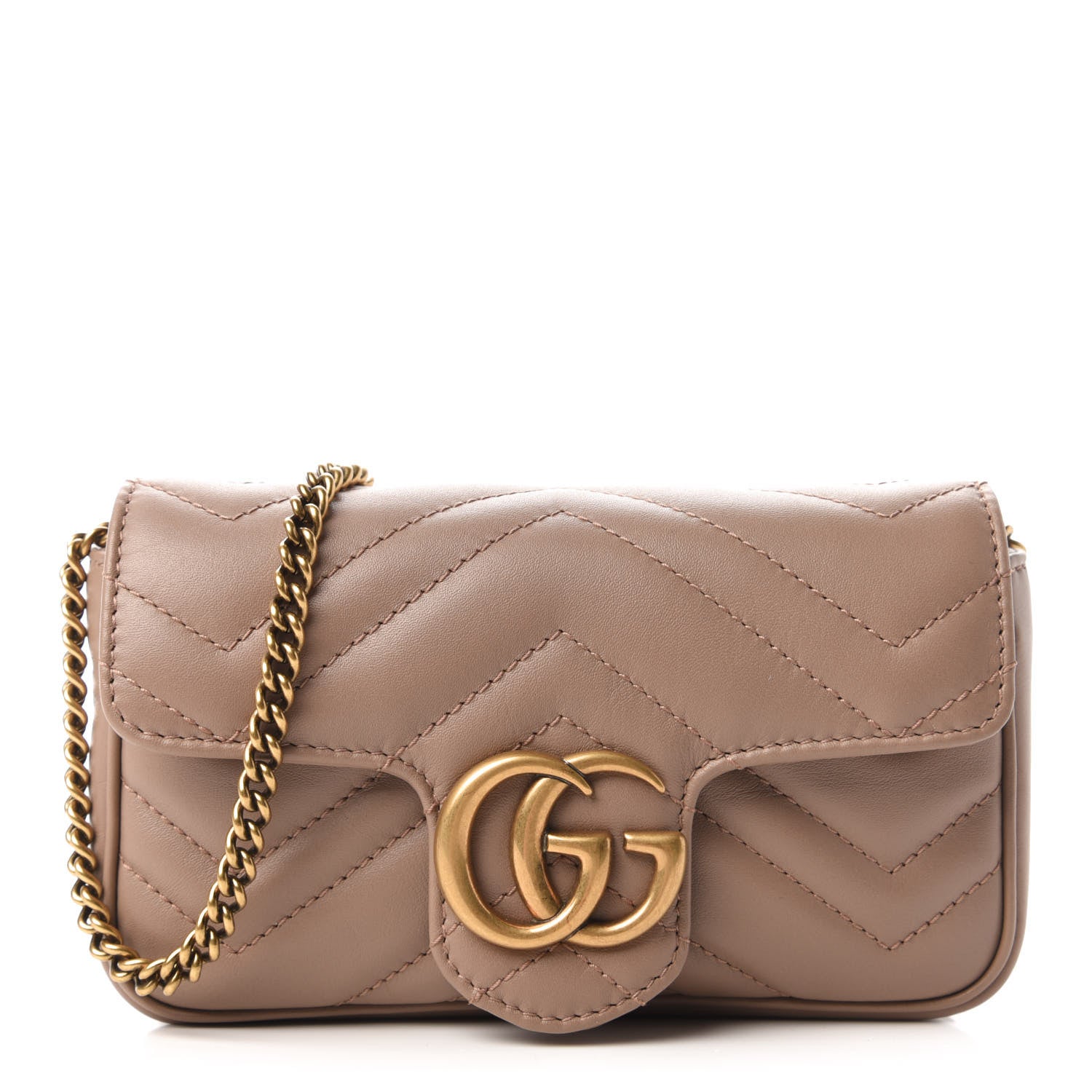 Gucci Calfskin Matelasse Super Mini GG Marmont Shoulder Bag Porcelain Rose 1 of 10