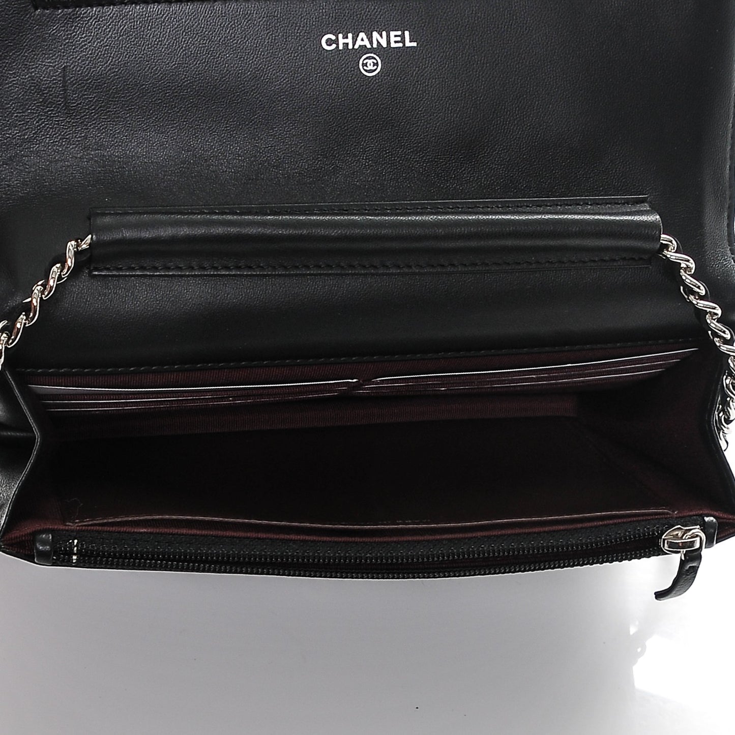 Lambskin Quilted Wallet On Chain WOC Black