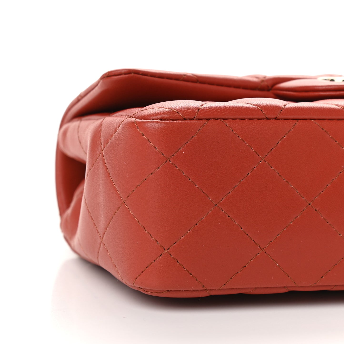 Lambskin Quilted Mini Rectangular Flap Brown