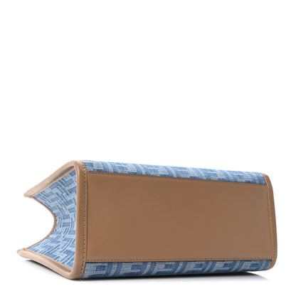 Fendi Denim Jacquard Vitello Grace FF 1974 Small Fendi Sunshine Shopper Tote Denim Sand 4 of 9