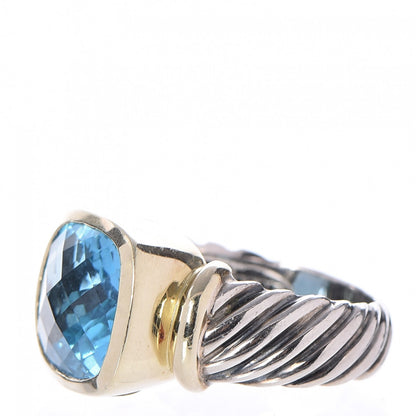 David Yurman Sterling Silver 14K Yellow Gold Blue Topaz 14mm Noblesse Ring 54 6.75 3 of 6