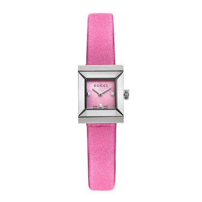 Gucci Stainless Steel Satin Pink Mother of Pearl 14mm G-Frame Square Quartz Watch Fuchsia 1 of 6