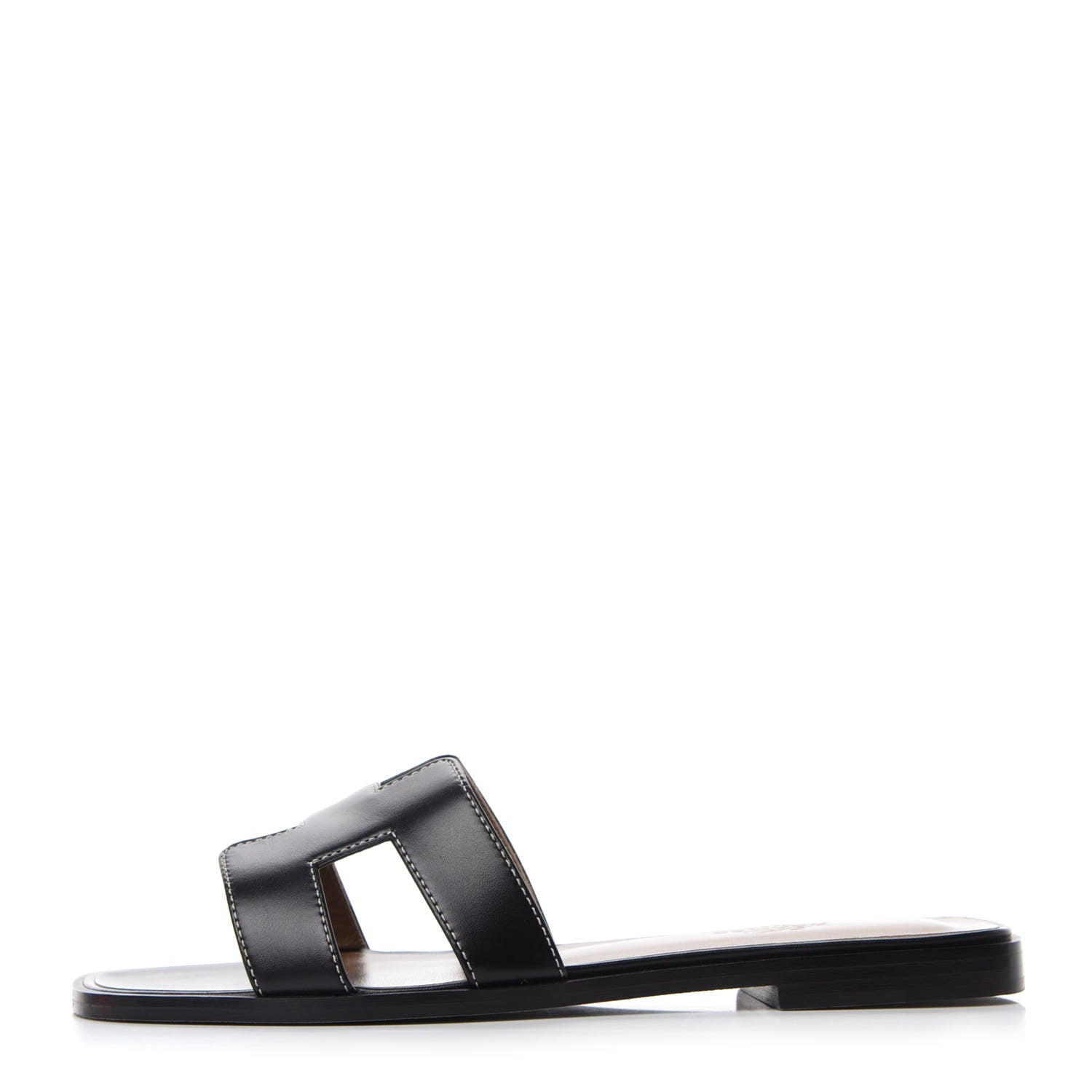 Hermes Box Calfskin Oran Sandals 37 Black 1 of 9